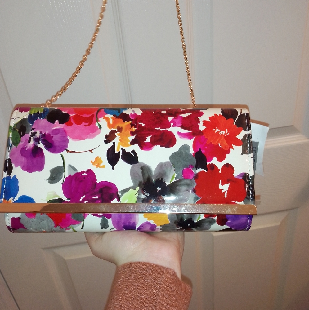 Jessica McClintock Floral Bar Clutch NWT